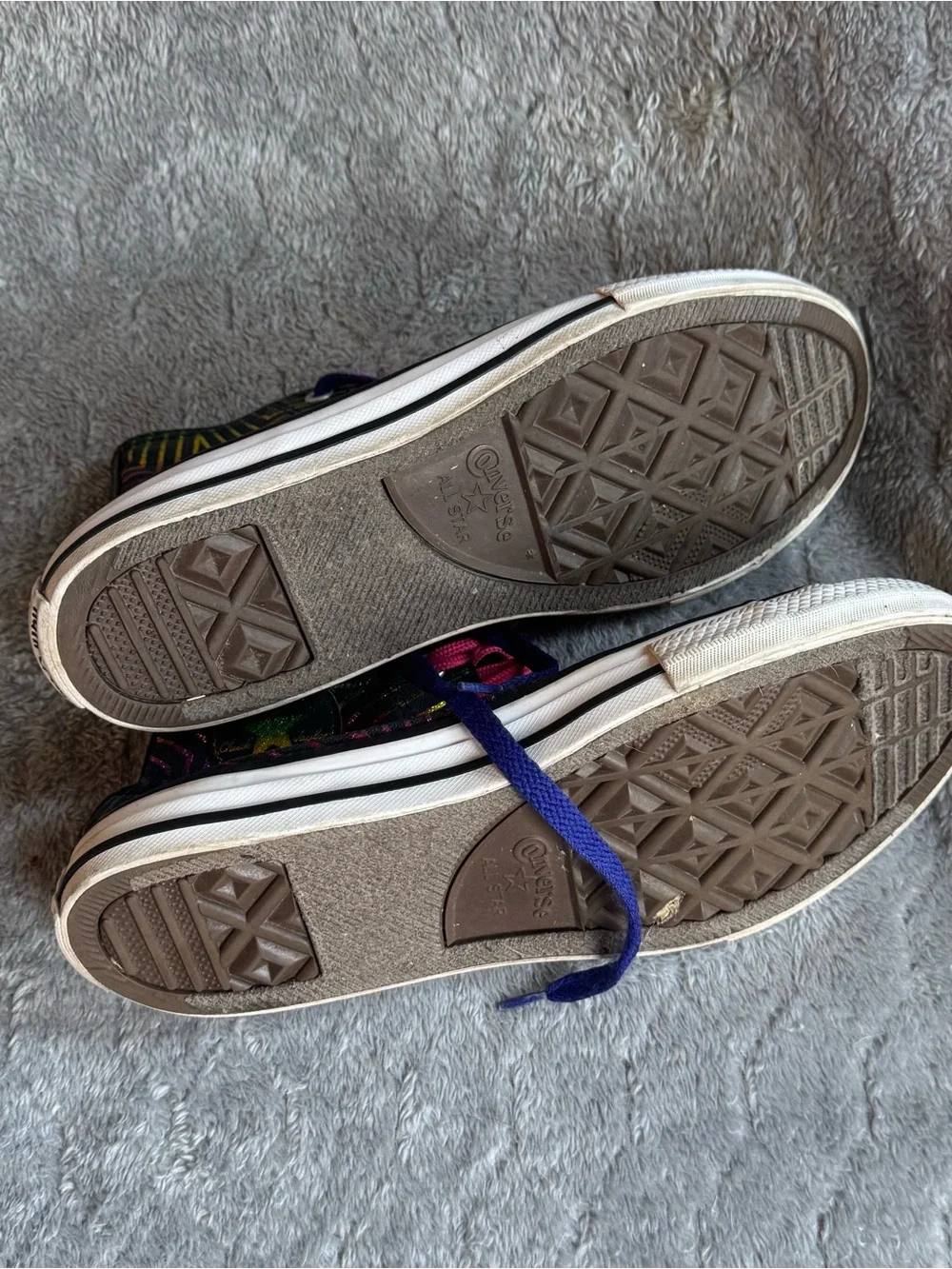 Kids Converse High-Top Canvas Sneakers in Black with Rainbow Star Pattern